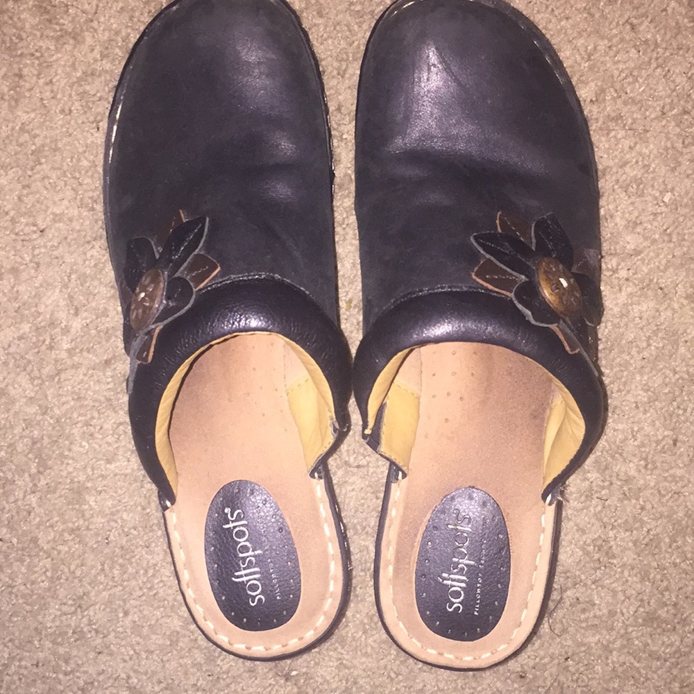 Soft Spots Brown Clogs Leather Size 10